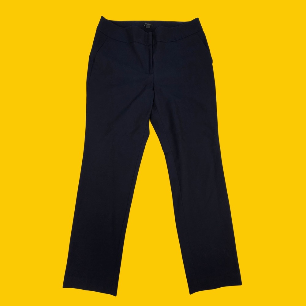 Dress Pants Ann Taylor Women 8 Navy Blue Straight Leg Trousers